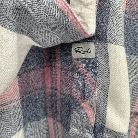 RAILS Hunter Mulberry Blue Plaid Relaxed Button Front Long Sleeve Rodeo XS Shirt - Picture 3 of 9